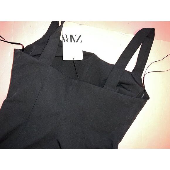NWT Zara M Business DRESS Black Sundress Slit Work - Picture 4 of 5